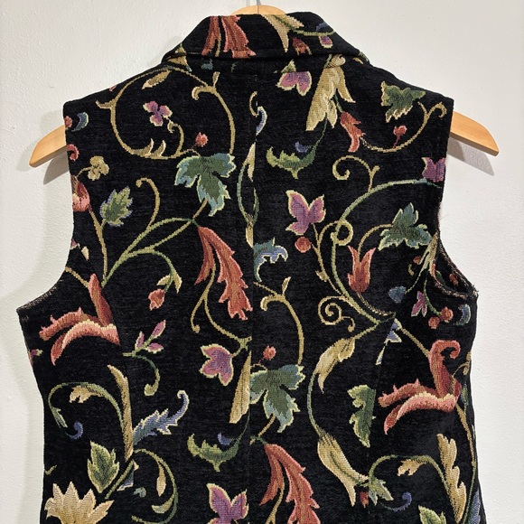 Black Velvet Floral Brocade Tapestry Vest Size Small Dark Academia Indie Sleeze - Picture 4 of 7